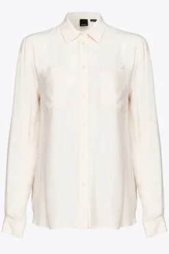 Outlet Camicia in Misto Seta con Taschini / Panna Donna Camicie