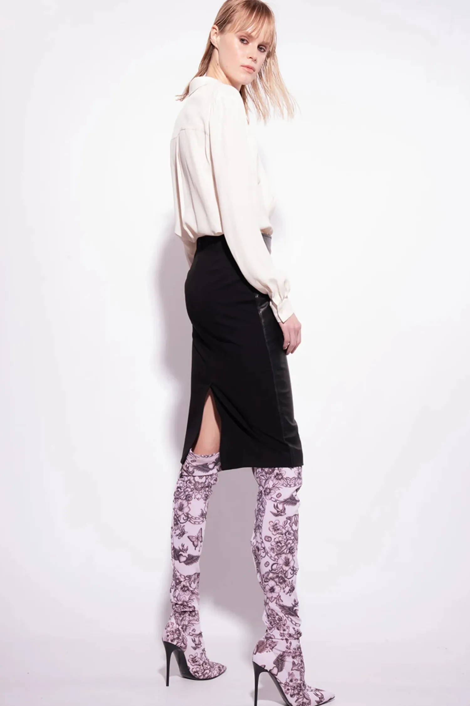 Outlet Camicia in Misto Seta con Taschini / Panna Donna Camicie