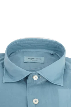 Online Camicia in Mussola di Cotone / Azzurro Uomo Camicie