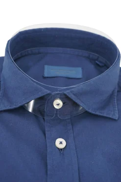Hot Camicia in Puro Cotone Regular Fit / Blu Uomo Camicie