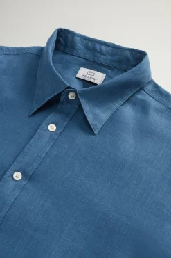 Online Camicia in Puro Lino / Celeste Uomo Camicie