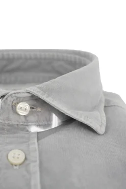 New Camicia in Velluto / Grigio Uomo Camicie