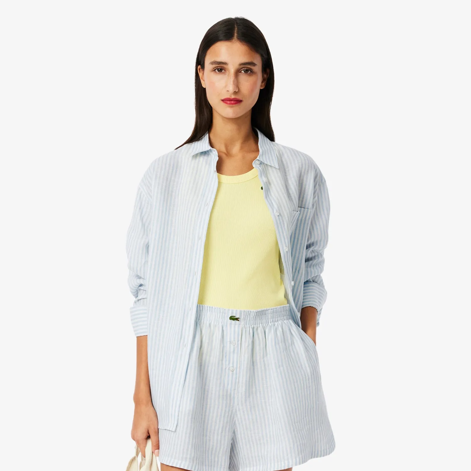 New Camicia Oversize a Righe in Lino / Donna Camicie