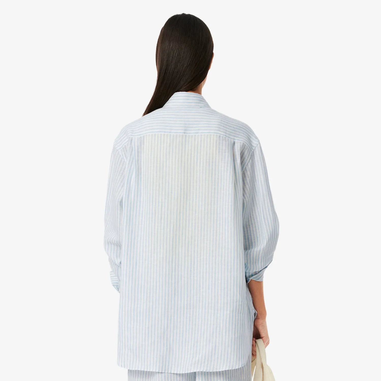 New Camicia Oversize a Righe in Lino / Donna Camicie