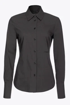 Hot Camicia Sfiancata in Popeline con Logo Ricamato / Donna Camicie