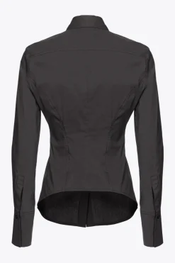 Hot Camicia Sfiancata in Popeline con Logo Ricamato / Donna Camicie