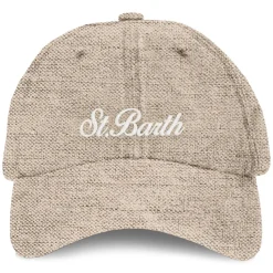 New Cappello in Misto Lino con Logo / Uomo Cappelli
