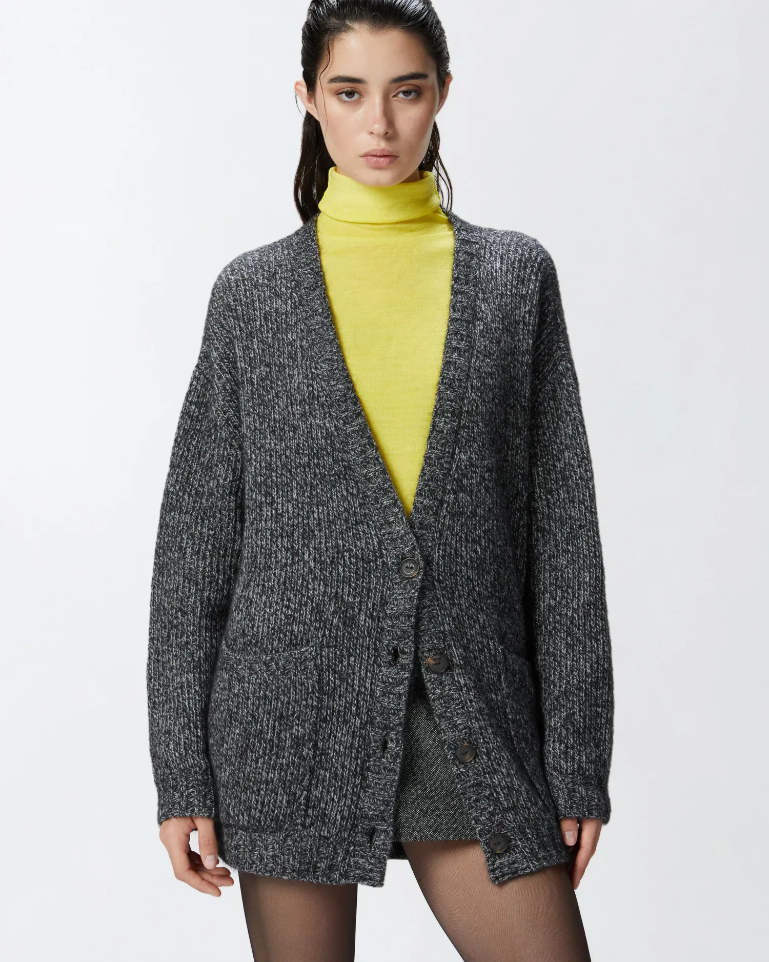 Online Cardigan a Coste con Scollo a V / Donna Maglieria