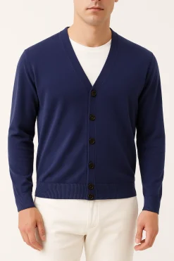Cardigan in Filo di Cotone / Uomo Maglieria