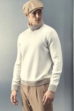 Online Dolcevita in Lana Bicolor / Bianco Uomo Maglieria
