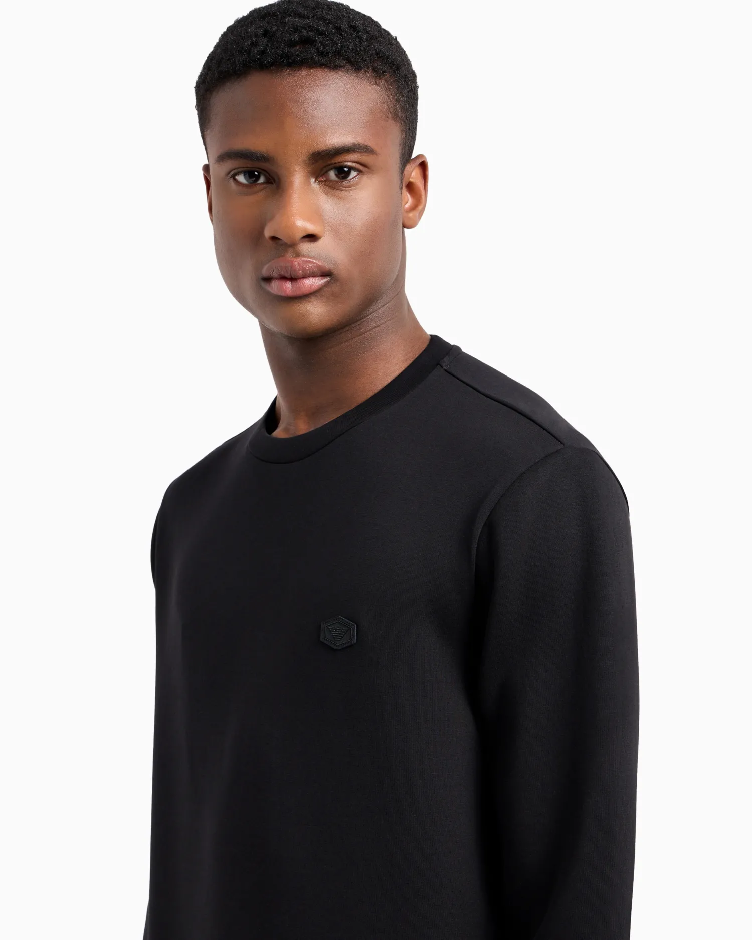 Discount Felpa Girocollo con Micro Patch Logo / Uomo Felpe