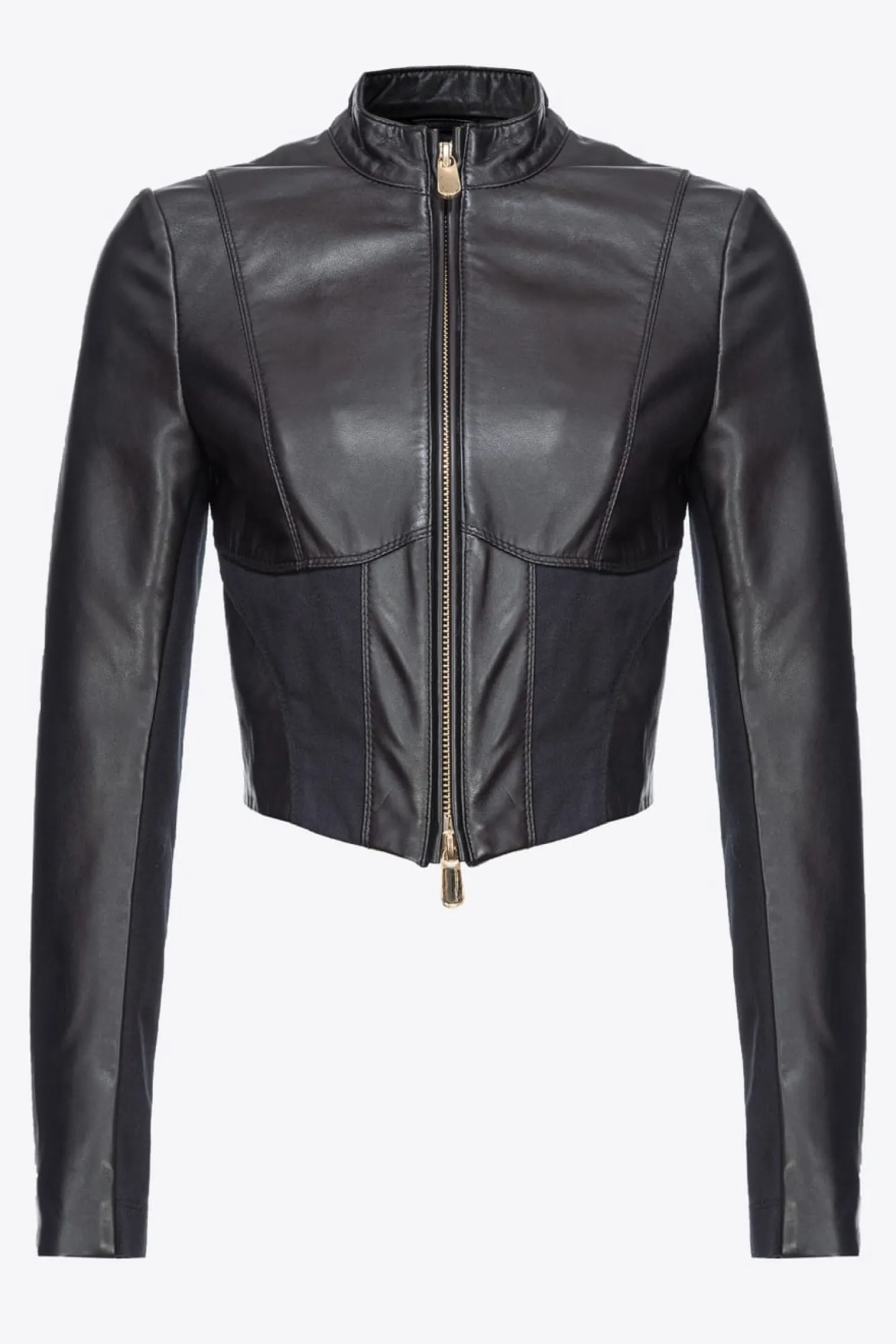 Sale Giacca Biker Corta in Pelle e Tessuto / Donna Giubbini
