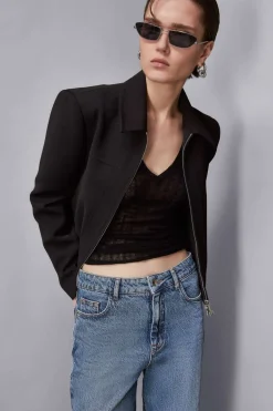 New Giacca Cropped con Zip / Donna Giubbini