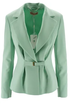 Clearance Giacca Elegante con Fibbia in Metallo / Verde Donna Giacche