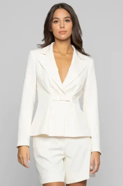 Sale Giacca Elegante con Fibbia in Metallo / Bianco Donna Giacche
