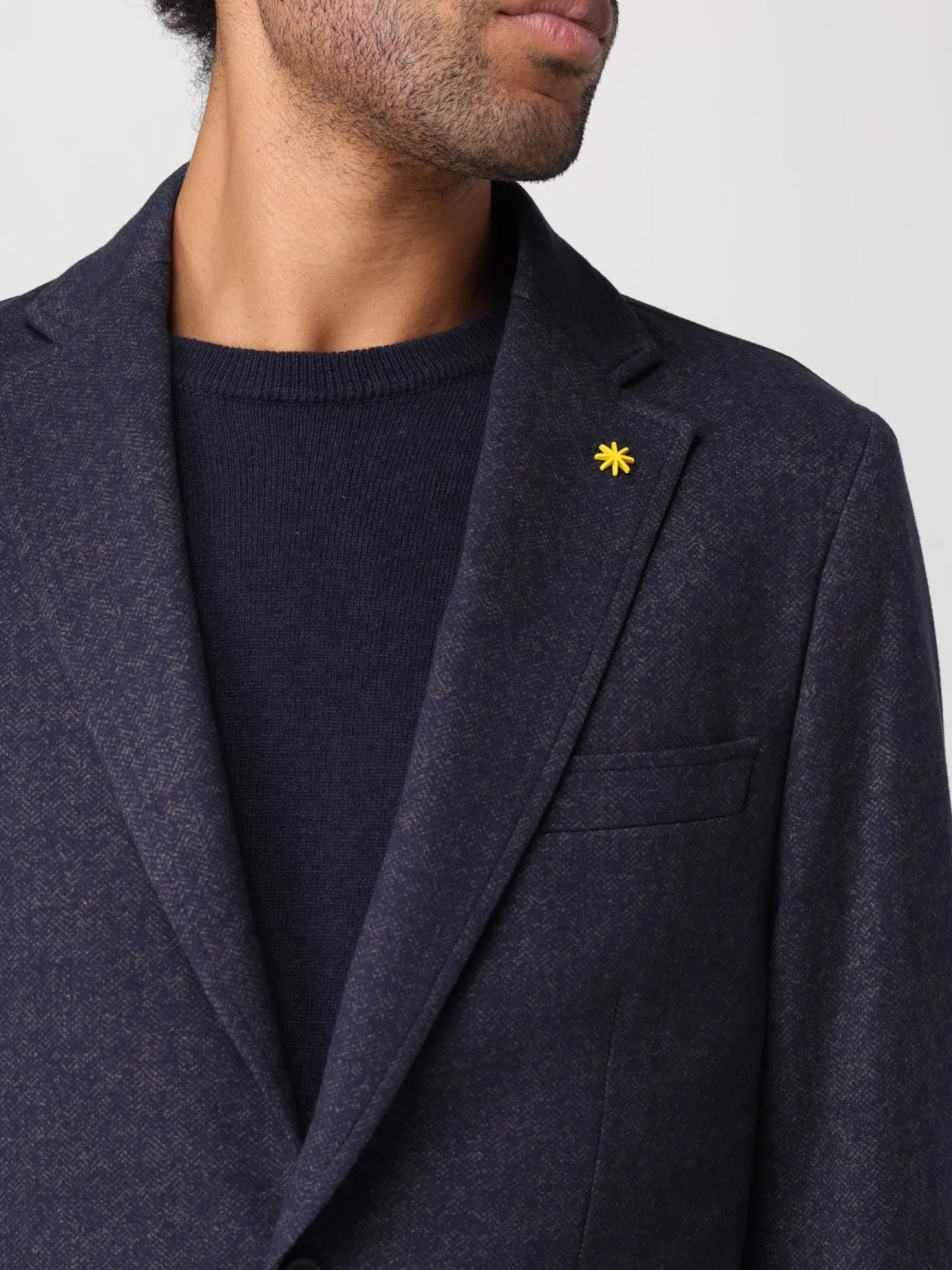 Online Giacca in Cotone con Tasche a Toppa / Blu Uomo Giacche