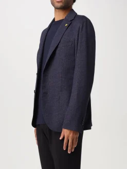 Online Giacca in Cotone con Tasche a Toppa / Blu Uomo Giacche
