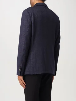Online Giacca in Cotone con Tasche a Toppa / Blu Uomo Giacche