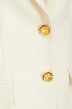 Clearance Giacca in Crepe con Bottone Gioiello / Donna Giacche