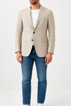Outlet Giacca in Misto Lino con Fantasia / Uomo Giacche