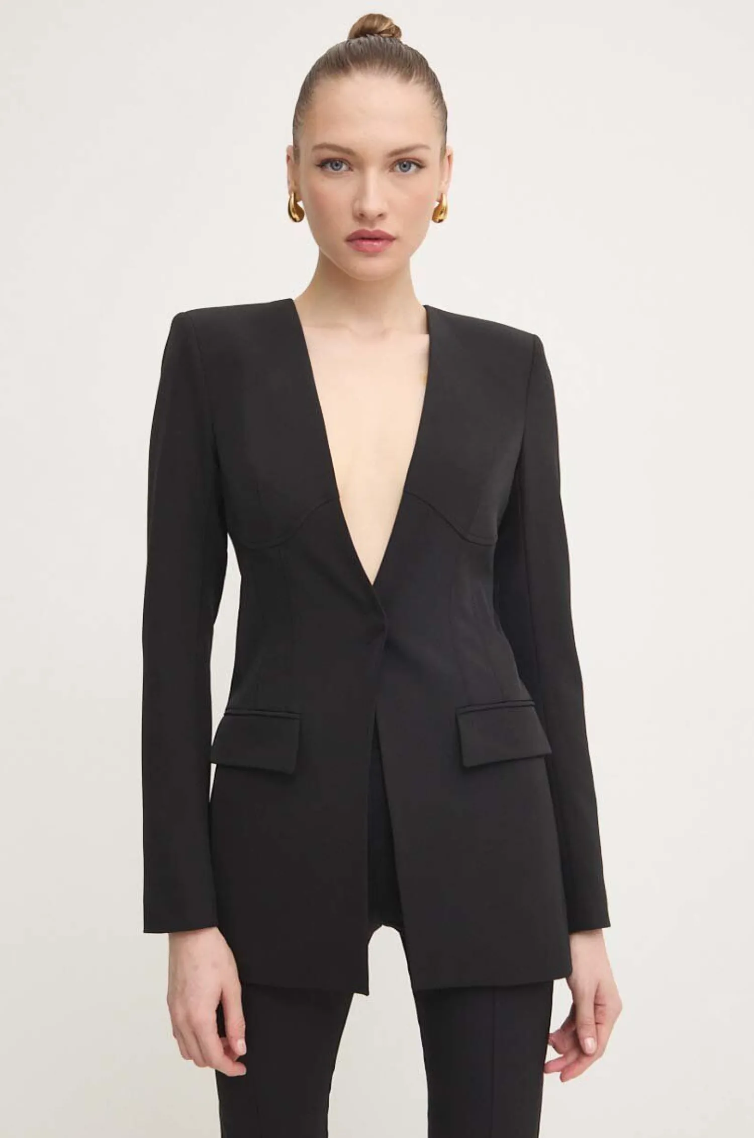 Outlet Giacca Senza Rever in Tessuto Stretch / Donna Giacche