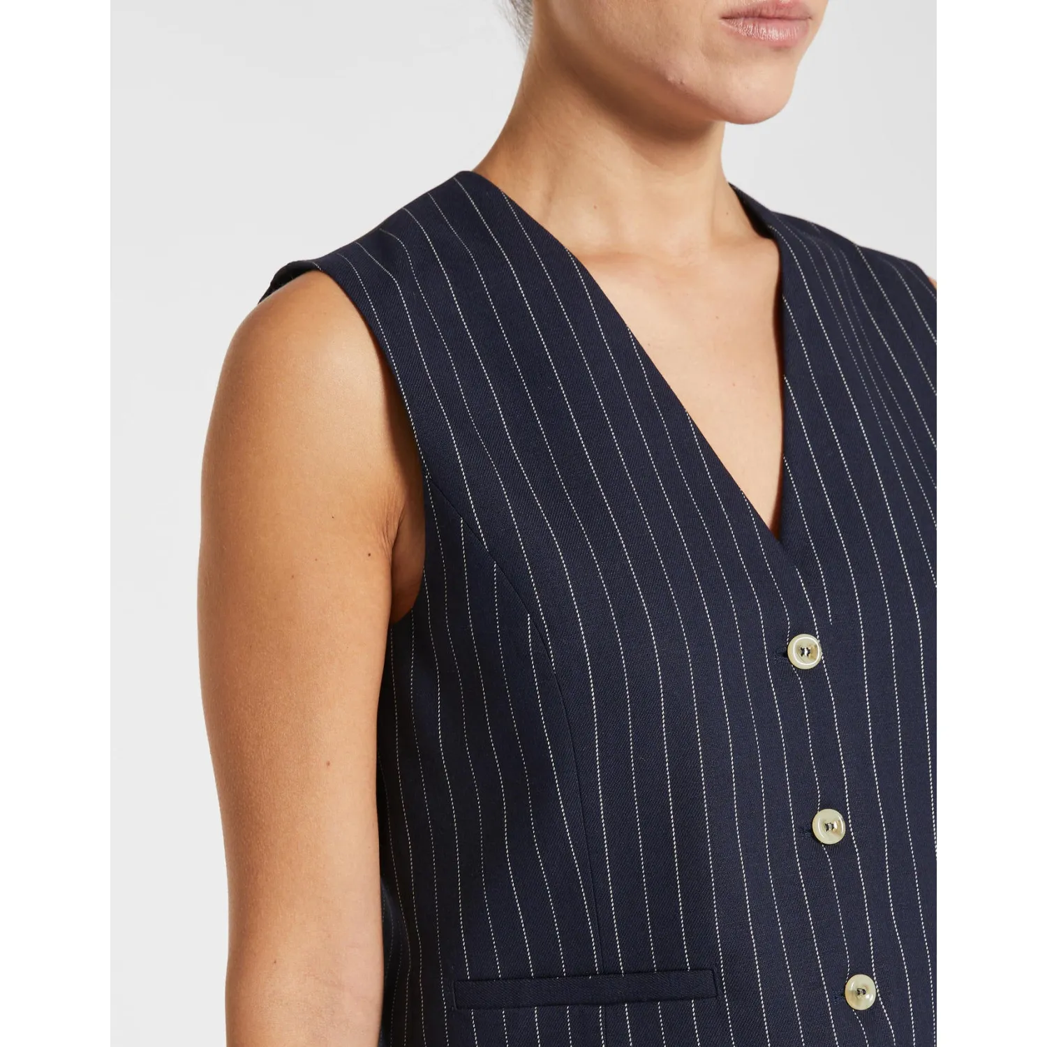 Hot Gilet Slim a Disegno Gessato / Donna Top