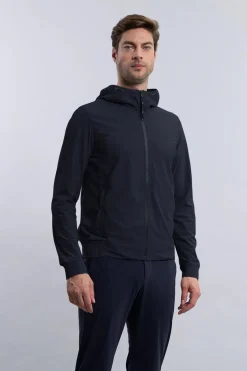 Discount Giubbino con Cappuccio in Tessuto Tecnico / Blu Uomo Giubbotti