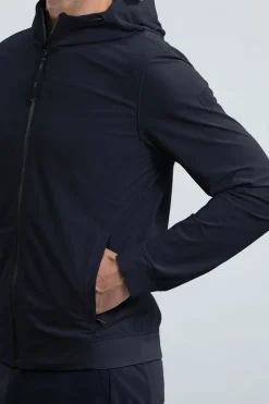 Discount Giubbino con Cappuccio in Tessuto Tecnico / Blu Uomo Giubbotti