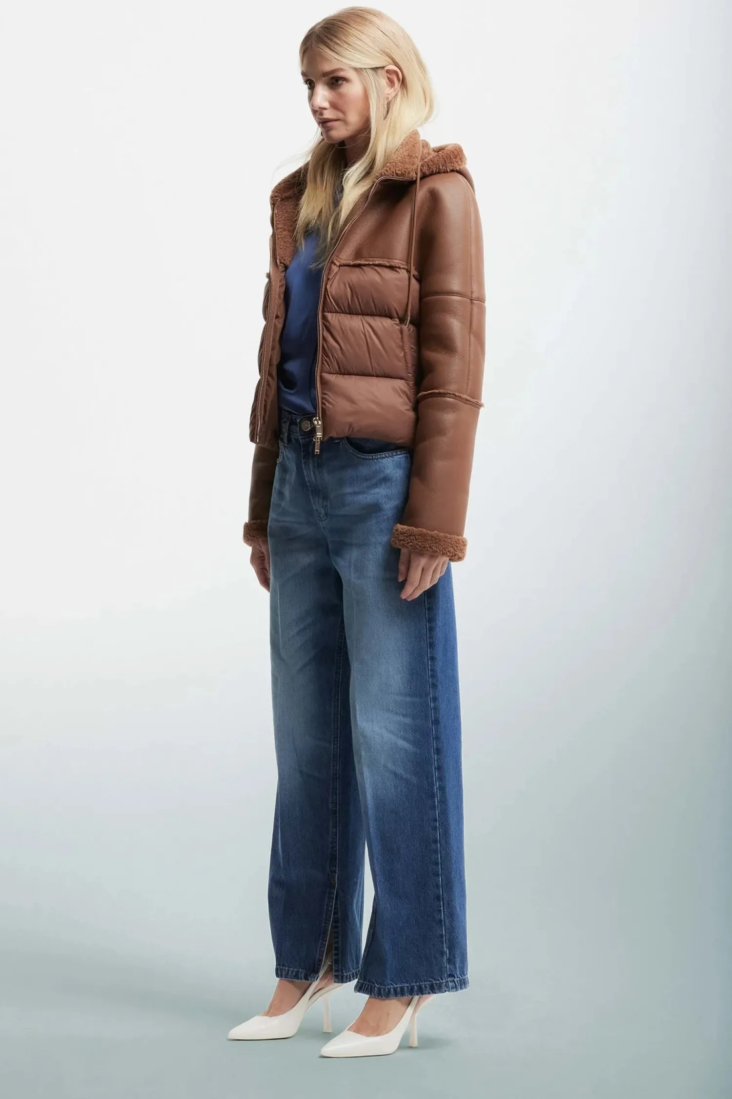 Clearance Giubbino Corto con Dettagli Teddy / Donna Giubbini