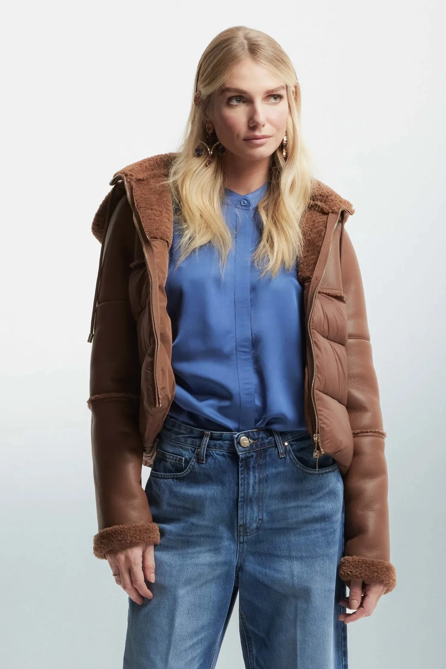 Clearance Giubbino Corto con Dettagli Teddy / Donna Giubbini