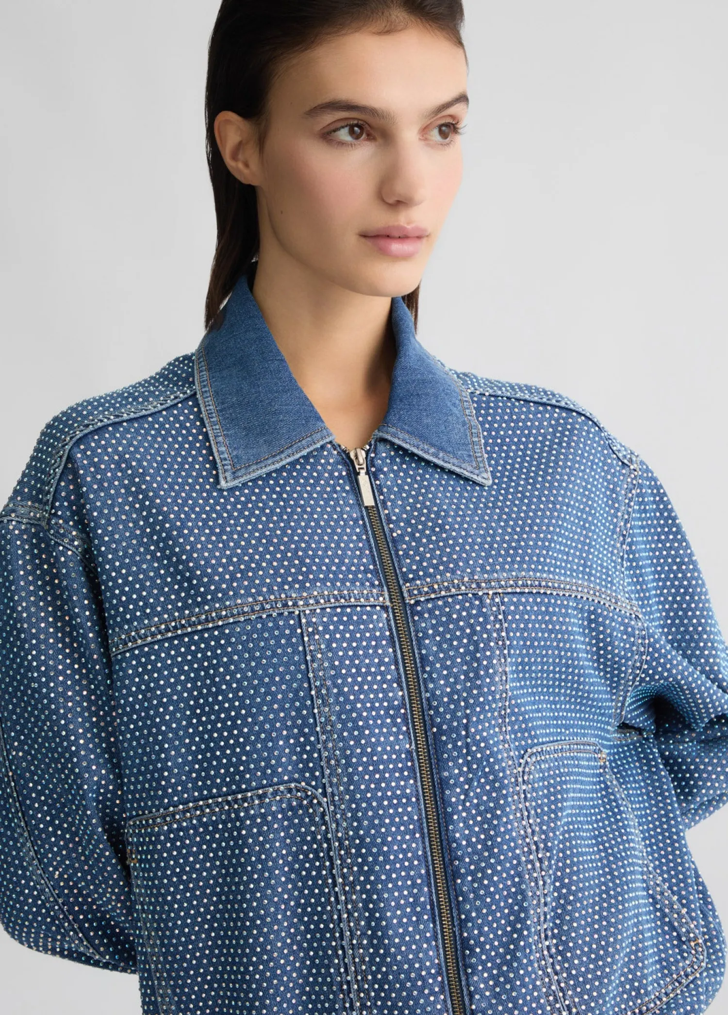Sale Giubbotto in Denim con Strass / Donna Giubbini|Denim