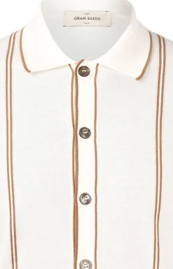 Best Maglia Camicia con Fantasia a Righe / Beige Uomo Polo