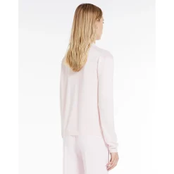 Outlet Maglia Cardigan a V in Lana e Seta / Rosa Donna Maglieria