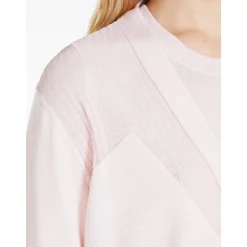 Outlet Maglia Cardigan a V in Lana e Seta / Rosa Donna Maglieria