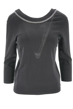 Hot Maglia con Dettaglio Brillante sul Girocollo / Donna Maglieria