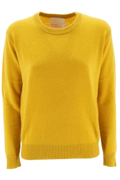 Clearance Maglia da Donna Girocollo in Cashmere / Giallo Donna Maglieria