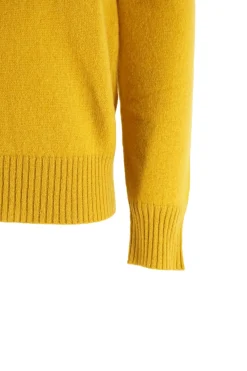 Clearance Maglia da Donna Girocollo in Cashmere / Giallo Donna Maglieria