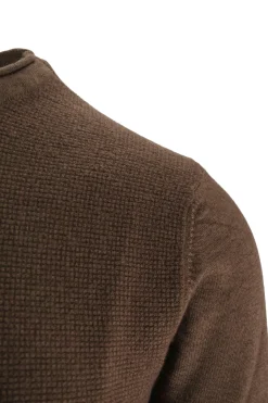 Discount Maglia Girocollo con Dettaglio a Rilievo / Marrone Uomo Maglieria