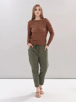 Sale Maglia Girocollo con Motivo Traforato / Donna Maglieria