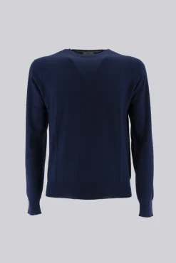 Outlet Maglia Girocollo in Chachemire / Blu Uomo Maglieria