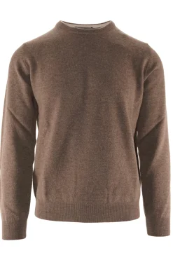 Clearance Maglia Girocollo in Misto Cashmere / Marrone Uomo Maglieria