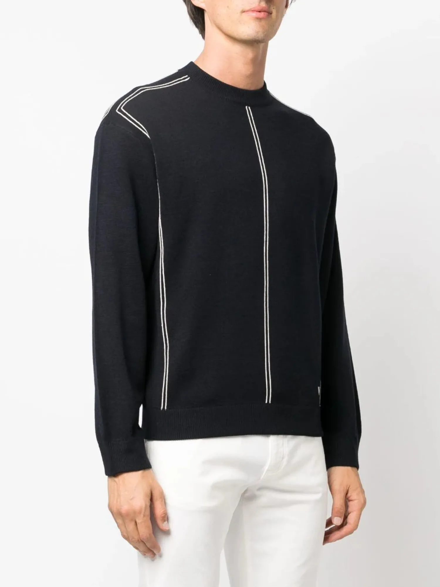 Online Maglia in Misto Lana con Righe Jacquard / Uomo Maglieria