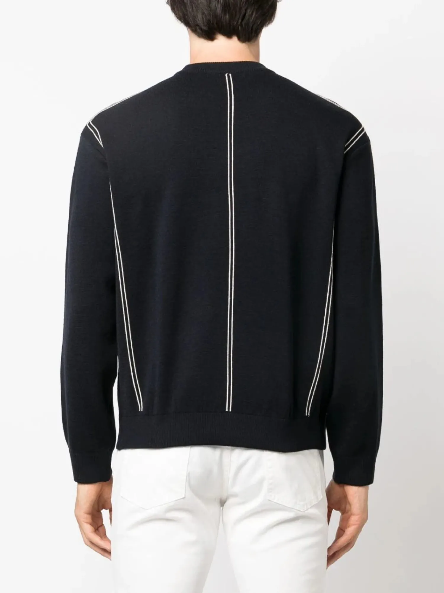 Online Maglia in Misto Lana con Righe Jacquard / Uomo Maglieria