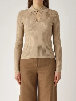 Maglia Polo in Lana e Seta / Donna Maglieria