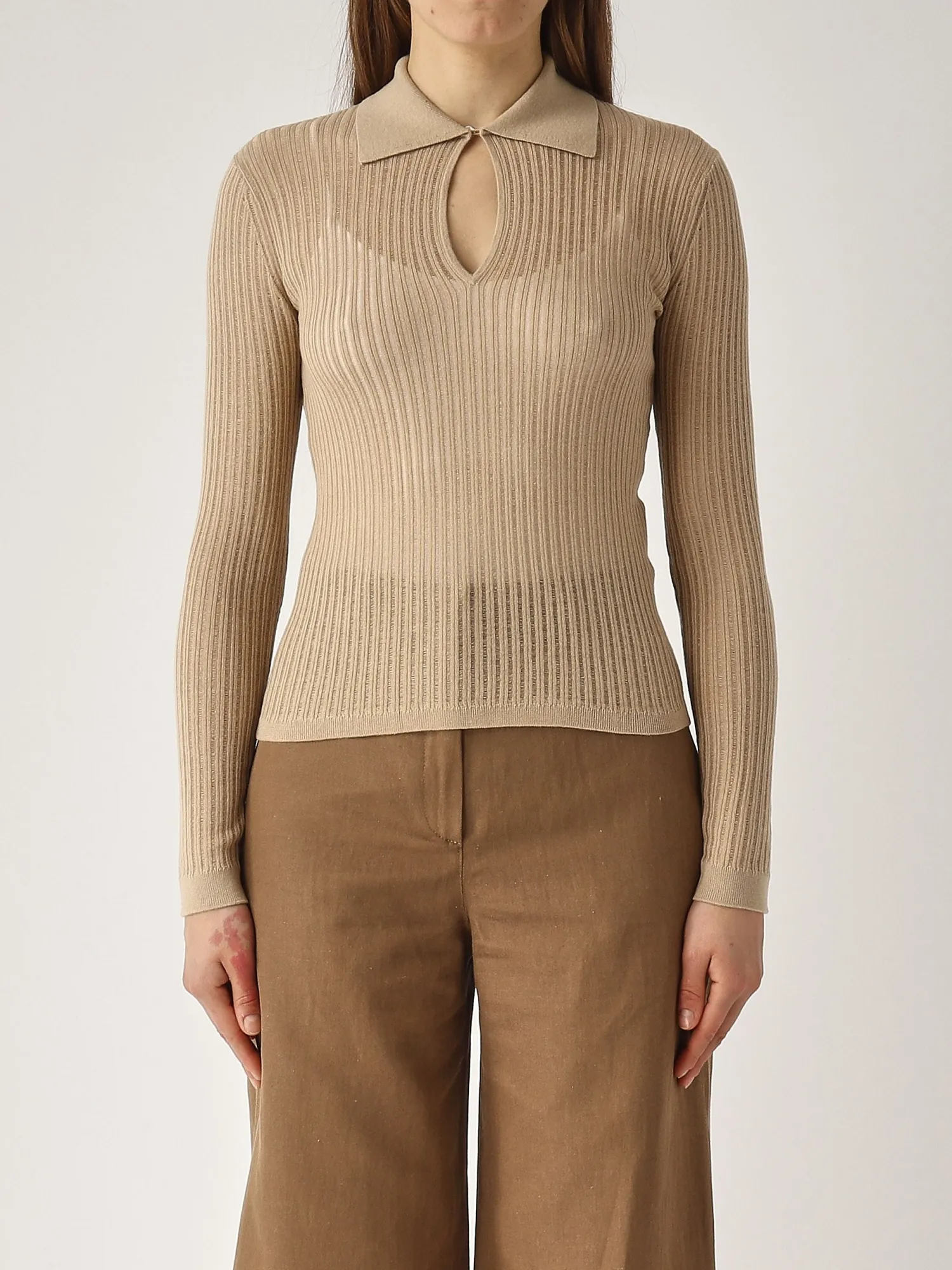 Maglia Polo in Lana e Seta / Donna Maglieria