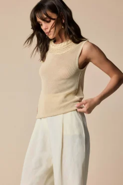 Online Maglia Senza Maniche con Scollo Rotondo / Donna Top