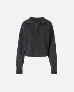 Outlet Maglioncino a Costine con Zip al Collo / Donna Maglieria