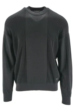 Online Maglione a Costine con Inserti / Uomo Maglieria