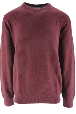 Clearance Maglione in Cotone e Cashmere con Lavorazione / Bordeaux Uomo Maglieria