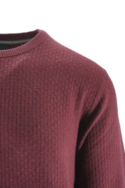 Clearance Maglione in Cotone e Cashmere con Lavorazione / Bordeaux Uomo Maglieria